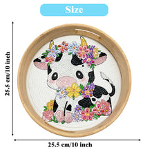 Load image into Gallery viewer, Wooden Cartoon Round Diamond Decorative Serving Tray for Desk Coffee Table
