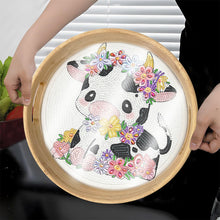 Load image into Gallery viewer, Wooden Cartoon Round Diamond Decorative Serving Tray for Desk Coffee Table
