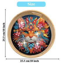 Load image into Gallery viewer, Wooden Cartoon Round Diamond Decorative Serving Tray for Desk Coffee Table
