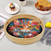 Load image into Gallery viewer, Wooden Cartoon Round Diamond Decorative Serving Tray for Desk Coffee Table
