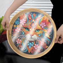 Load image into Gallery viewer, Wooden Cartoon Round Diamond Decorative Serving Tray for Desk Coffee Table
