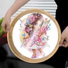 Load image into Gallery viewer, Wooden Cartoon Round Diamond Decorative Serving Tray for Desk Coffee Table
