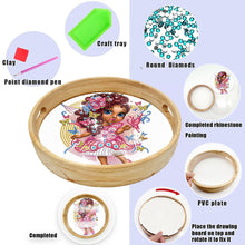 Load image into Gallery viewer, Wooden Cartoon Round Diamond Decorative Serving Tray for Desk Coffee Table
