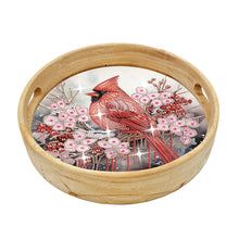 Load image into Gallery viewer, Wooden Cartoon Round Diamond Decorative Serving Tray for Desk Coffee Table
