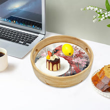 Load image into Gallery viewer, Wooden Cartoon Round Diamond Decorative Serving Tray for Desk Coffee Table
