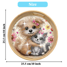 Load image into Gallery viewer, Wooden Cartoon Round Diamond Decorative Serving Tray for Desk Coffee Table
