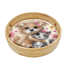 Load image into Gallery viewer, Wooden Cartoon Round Diamond Decorative Serving Tray for Desk Coffee Table
