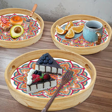 Load image into Gallery viewer, Wooden Cartoon Round Diamond Decorative Serving Tray for Desk Coffee Table
