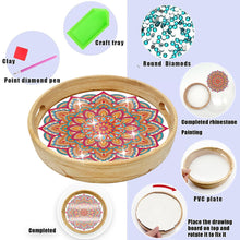 Load image into Gallery viewer, Wooden Cartoon Round Diamond Decorative Serving Tray for Desk Coffee Table
