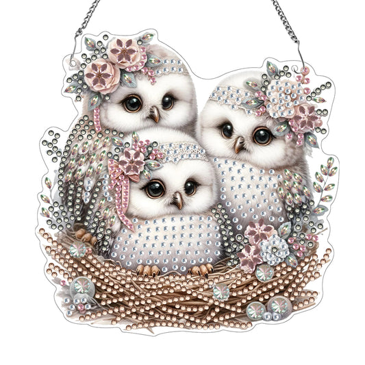 Double Sided Acrylic Owl Diamond Painting Hanging Pendant Diamond Painting Decor