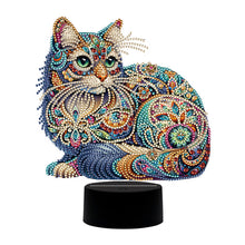 Load image into Gallery viewer, Animal Diamond Painting Night Light 5D DIY Diamond Painting Lamp (Cat)
