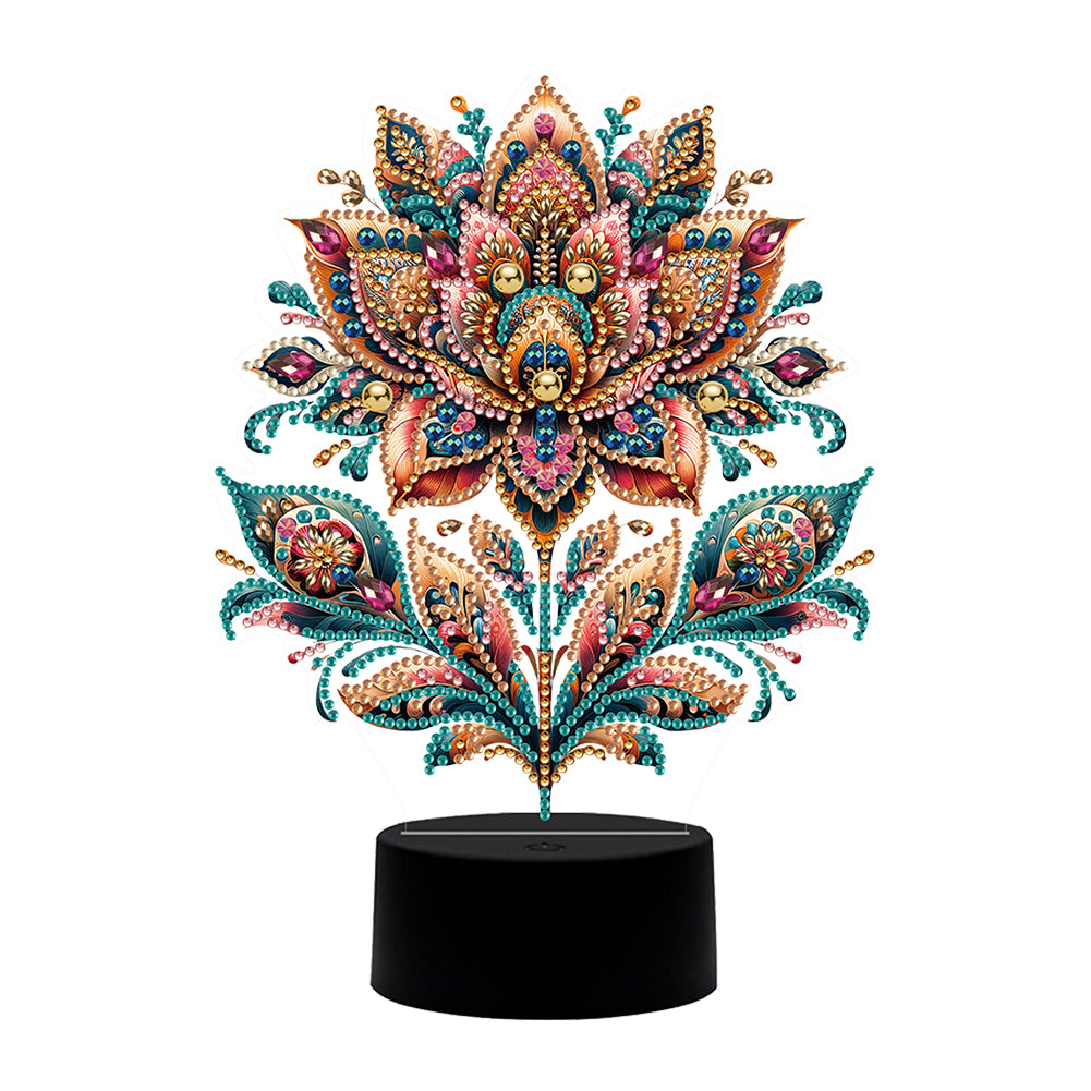 Flower Diamond Painting Night Light 5D DIY Diamond Painting Lamp (Flower B)