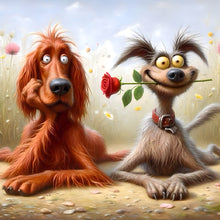 Load image into Gallery viewer, Diamond Painting - Full Round - Puppy with flower in mouth (40*40CM)
