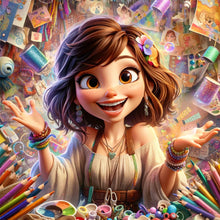 Load image into Gallery viewer, AB Diamond Painting - Full Round - modern artist girl (40*40CM)
