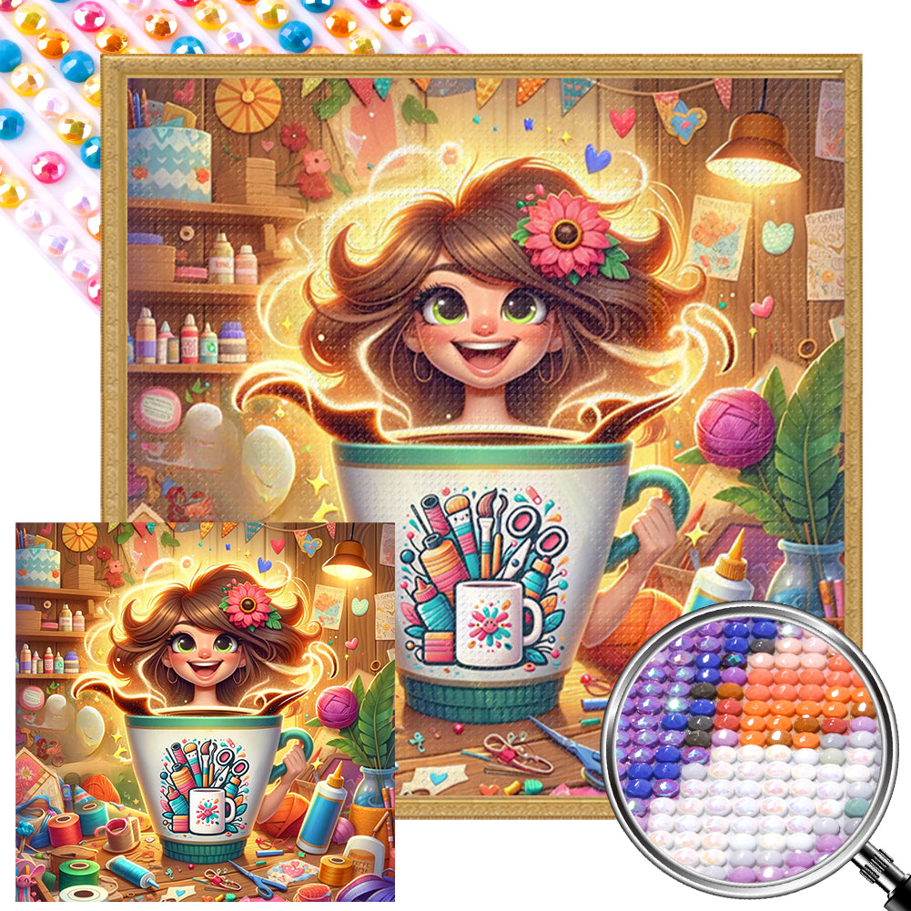 AB Diamond Painting - Full Round - modern handmade girl (40*40CM)