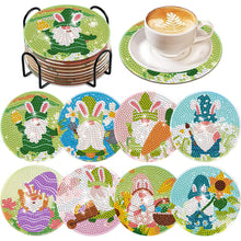 Load image into Gallery viewer, 8Pcs Diamond Painting Coasters Rabbit and Carrot Diamond Art Painting Kits
