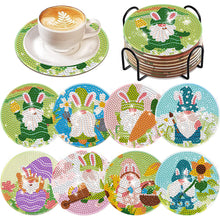 Load image into Gallery viewer, 8Pcs Diamond Painting Coasters Rabbit and Carrot Diamond Art Painting Kits
