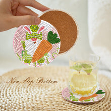 Load image into Gallery viewer, 8Pcs Diamond Painting Coasters Rabbit and Carrot Diamond Art Painting Kits
