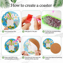 Load image into Gallery viewer, 8Pcs Diamond Painting Coasters Rabbit and Carrot Diamond Art Painting Kits
