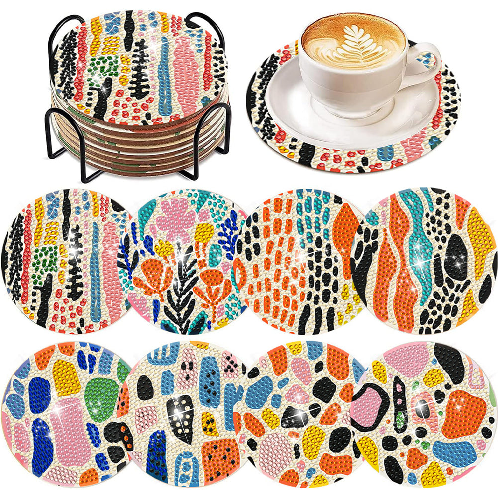 8Pcs Diamond Painting Coasters Colorful Blocks Diamond Art Painting Kits