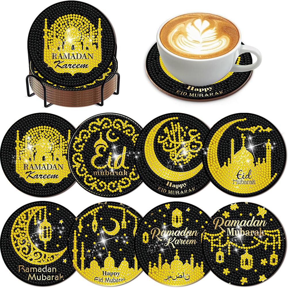 8Pcs Diamond Painting Coasters Moon Stars Diamond Art Painting Kits for Decor