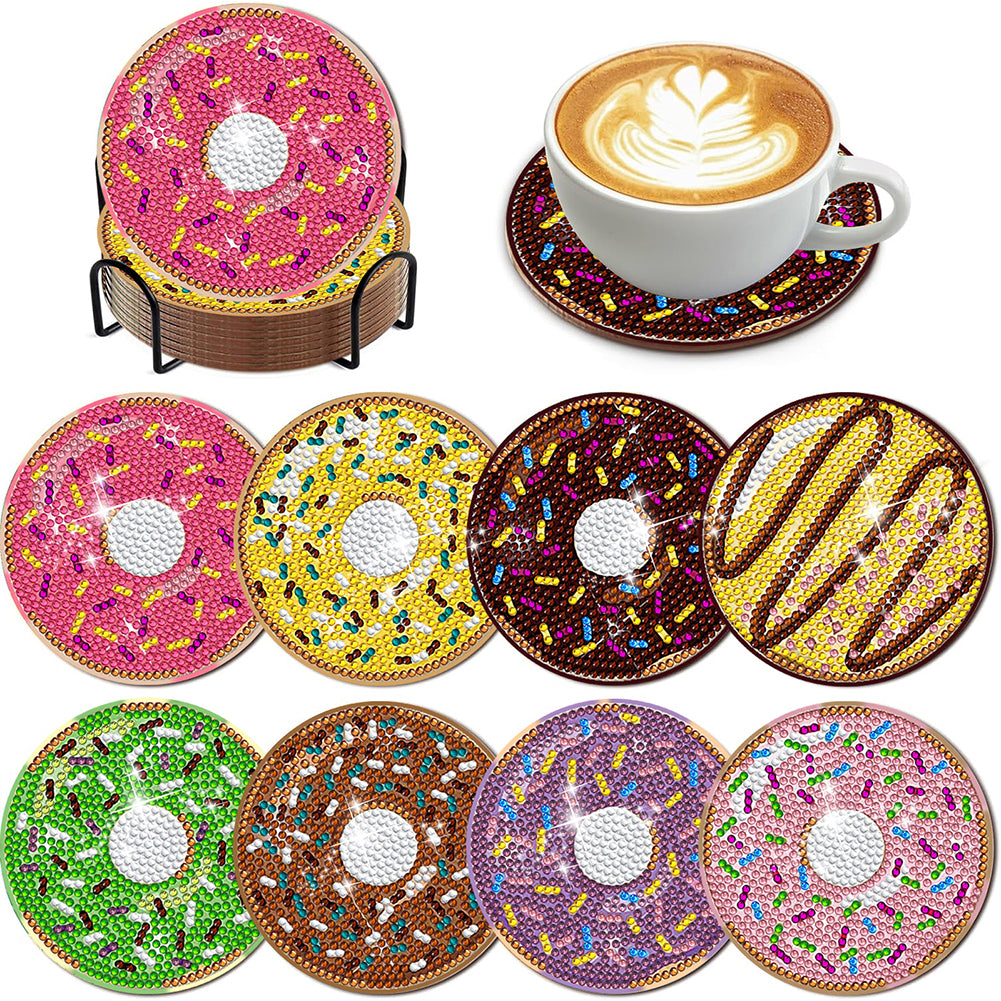 8Pcs Diamond Painting Coasters Donut Diamond Art Painting Kits for Home Decor