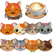 Load image into Gallery viewer, 8Pcs Diamond Painting Coasters Cat Diamond Art Painting Kits for Home Decor
