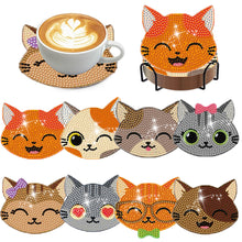Load image into Gallery viewer, 8Pcs Diamond Painting Coasters Cat Diamond Art Painting Kits for Home Decor
