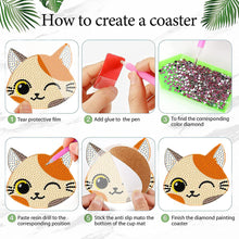 Load image into Gallery viewer, 8Pcs Diamond Painting Coasters Cat Diamond Art Painting Kits for Home Decor
