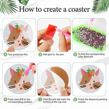 Load image into Gallery viewer, 8Pcs Diamond Painting Coasters Cat and Flower Diamond Art Painting Kits
