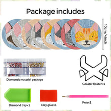 Load image into Gallery viewer, 8Pcs Diamond Painting Coasters Cute Cat Diamond Art Painting Kits for Home Decor
