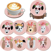 Load image into Gallery viewer, 8Pcs Diamond Painting Coasters Dog and Flower Diamond Art Painting Kits
