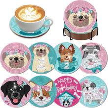 Load image into Gallery viewer, 8Pcs Diamond Painting Coasters Cute Dog Diamond Art Painting Kits for Home Decor
