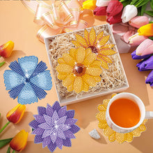 Load image into Gallery viewer, 8Pcs Wooden Flower DIY Diamond Painting Coasters Diamond Dot Kits for Beginners

