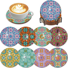 Load image into Gallery viewer, 8Pcs Wooden Pattern DIY Diamond Painting Coasters Diamond Dot Kits for Beginners

