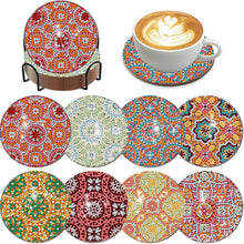 Load image into Gallery viewer, 8Pcs Wooden Pattern DIY Diamond Painting Coasters Diamond Dot Kits for Beginners
