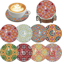 Load image into Gallery viewer, 8Pcs Wooden Pattern DIY Diamond Painting Coasters Diamond Dot Kits for Beginners

