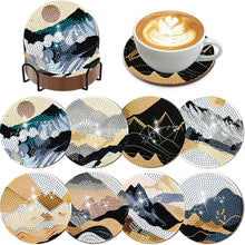 Load image into Gallery viewer, 8Pcs Wooden Mountain Pattern DIY Diamond Painting Coasters Diamond Dot Kits
