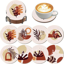 Load image into Gallery viewer, 8Pcs Wooden Simple Leaves DIY Diamond Painting Coasters Diamond Dot Kits
