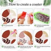 Load image into Gallery viewer, 8Pcs Wooden Simple Leaves DIY Diamond Painting Coasters Diamond Dot Kits
