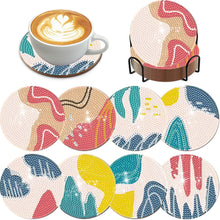 Load image into Gallery viewer, 8Pcs Wooden Simple Pattern DIY Diamond Painting Coasters Diamond Dot Kits
