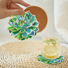 Load image into Gallery viewer, 8Pcs Acrylic Succulents Diamond Painting Coasters Diamond Dot Kits for Party

