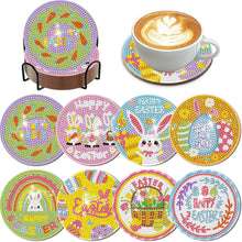 Load image into Gallery viewer, 8Pcs Acrylic Rabbit Diamond Painting Coasters Diamond Dot Kits for Party
