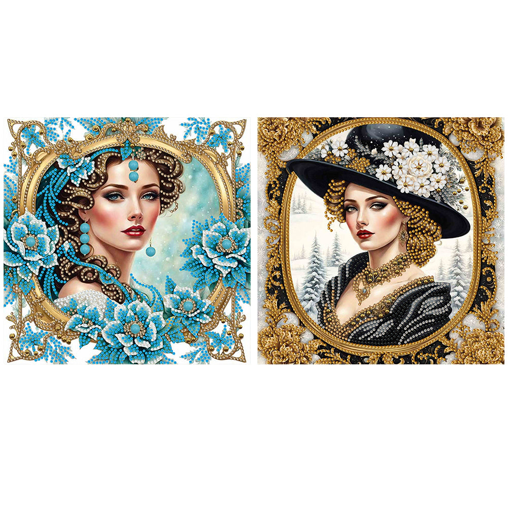 2pcs Partial Special Diamond Painting Set - Lady (30*30CM)