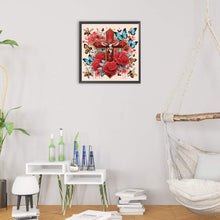 Load image into Gallery viewer, Diamond Painting - Partial Special Shaped - cross and flowers (30*30CM)
