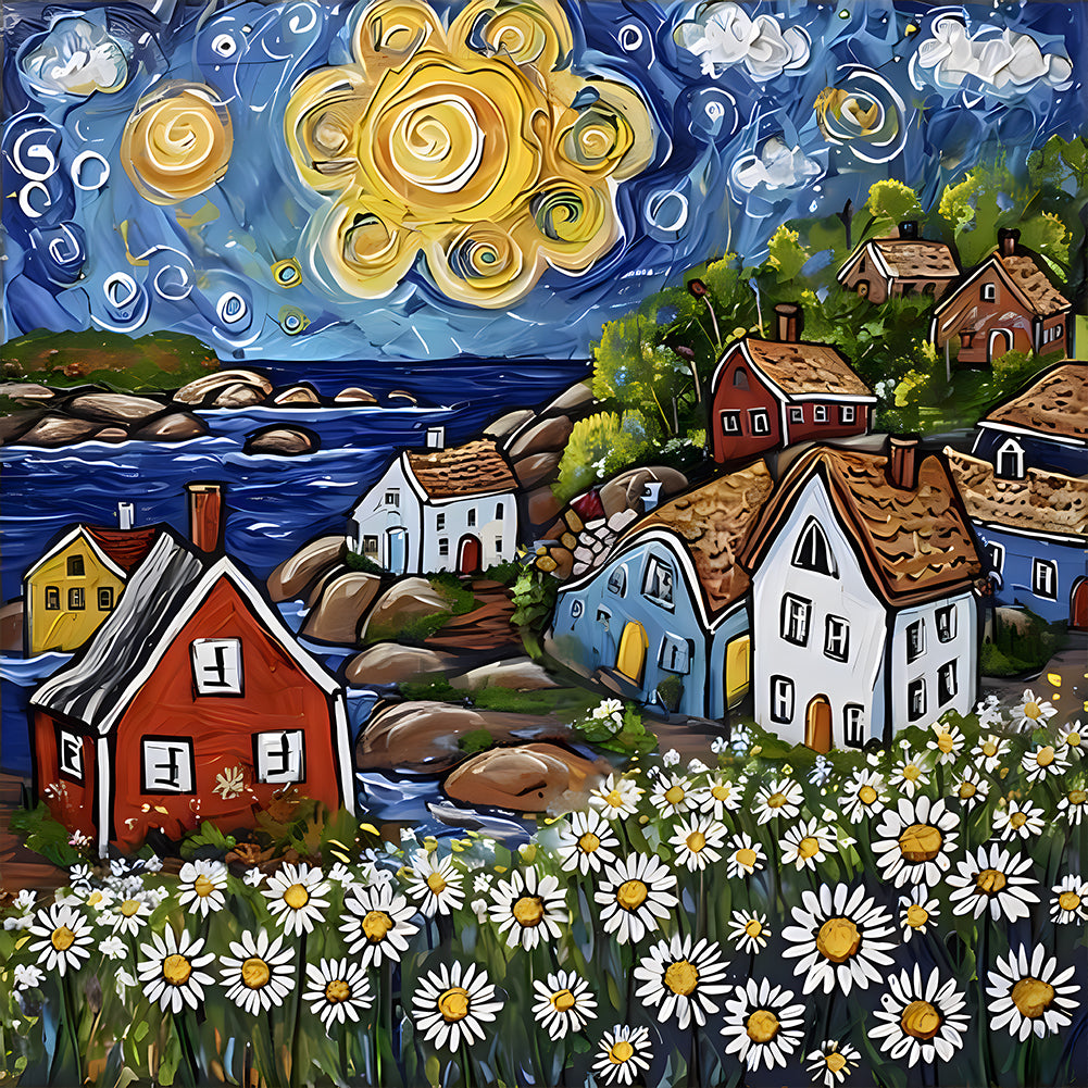 Diamond Painting - Full Round - Colorful house (40*40CM)
