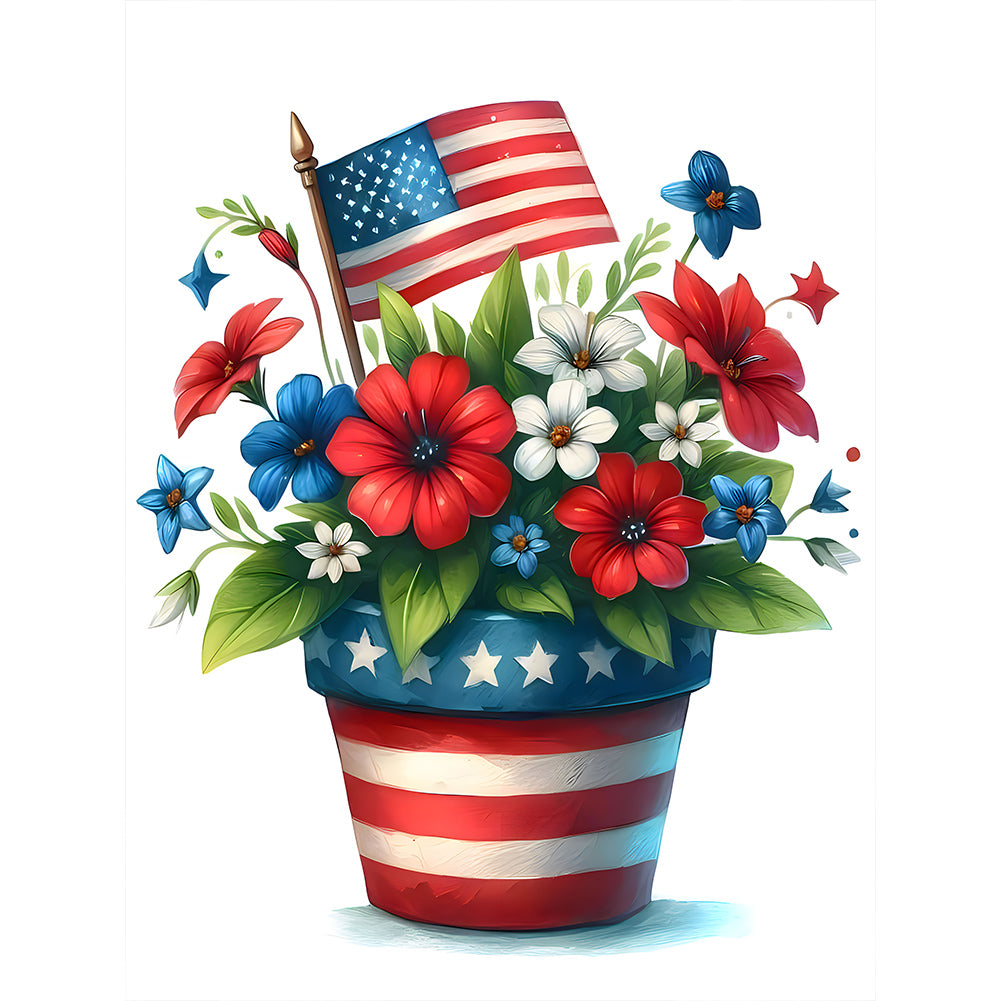 Diamond Painting - Full Round - Independence Day flowerpot (30*40CM)