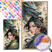 Load image into Gallery viewer, AB Diamond Painting - Full Round - Dragon and oriental classical girl (40*75CM)
