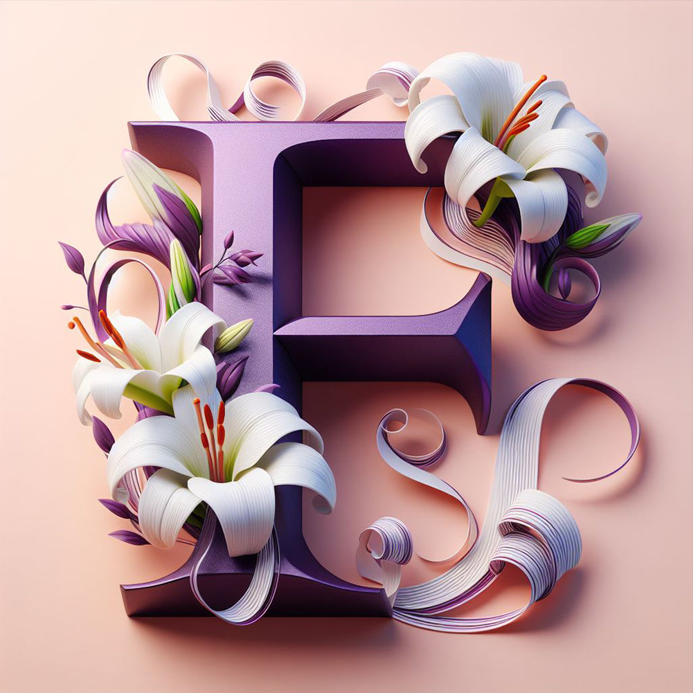 Diamond Painting - Full Round - Lily letter F (40*40CM)