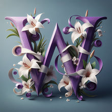 Load image into Gallery viewer, Diamond Painting - Full Round - Lily letter W (40*40CM)
